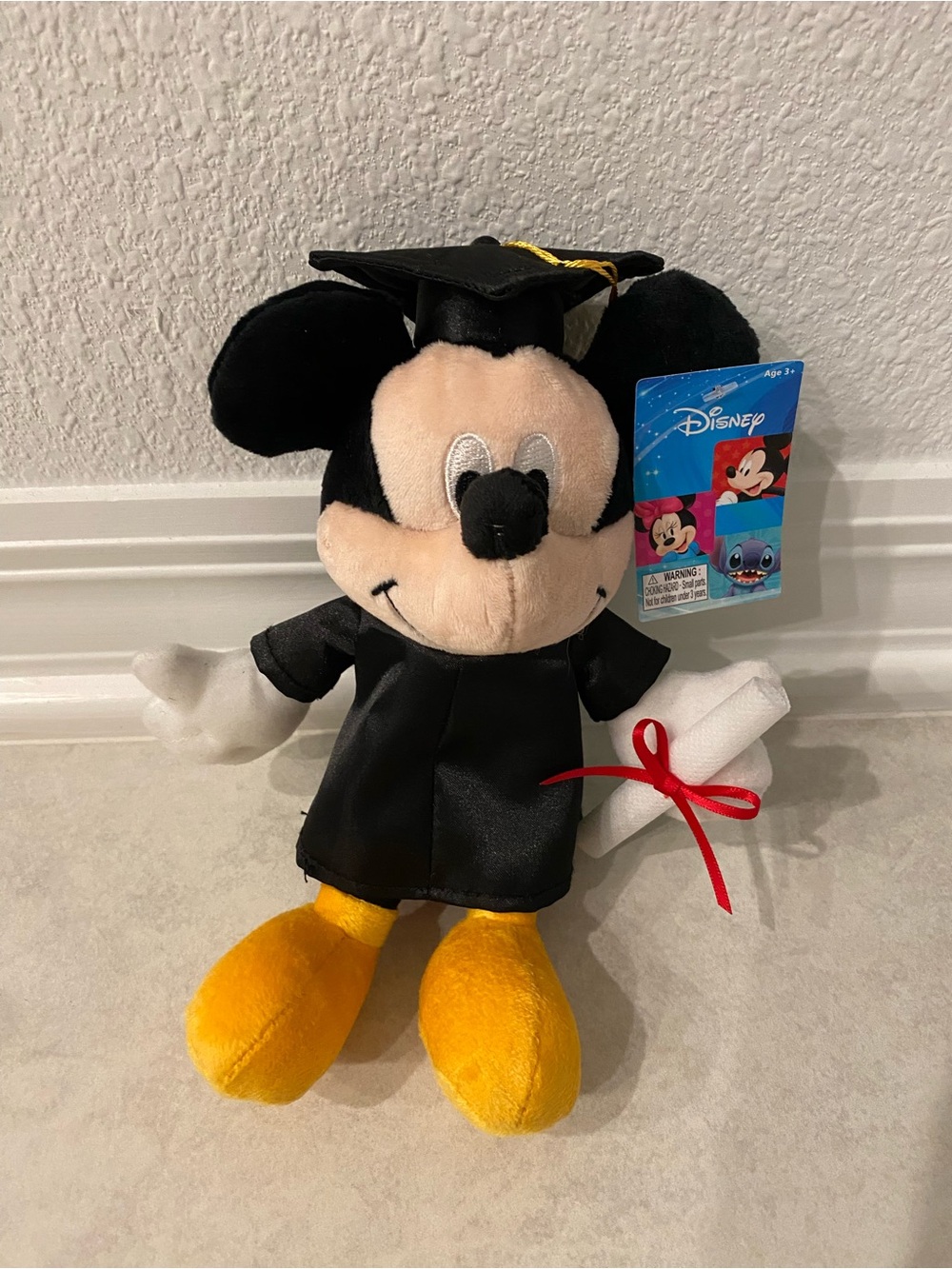 Brand new Disney Mickey Mouse Plush Graduation Toy - Black & Yellow